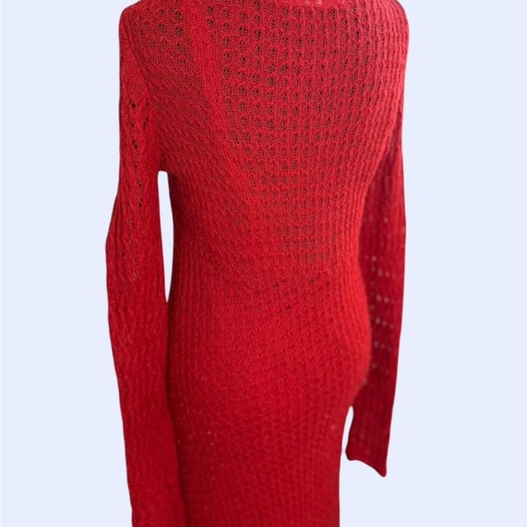 Sparrow Anthropologie red knit sweater dress set long sleeve size L boho - Picture 6 of 8